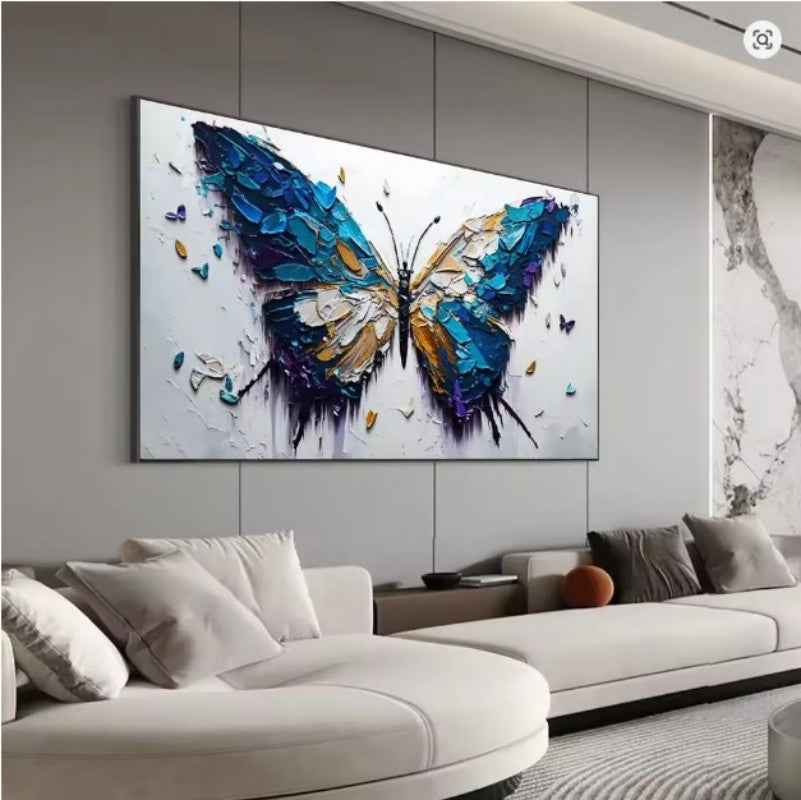 Handmade Oil Painting Canvas Wall Art Decoration Animal Abstract Texture Butterfly For Home Living Room Decor Rolled Frameless Unstretched Painting