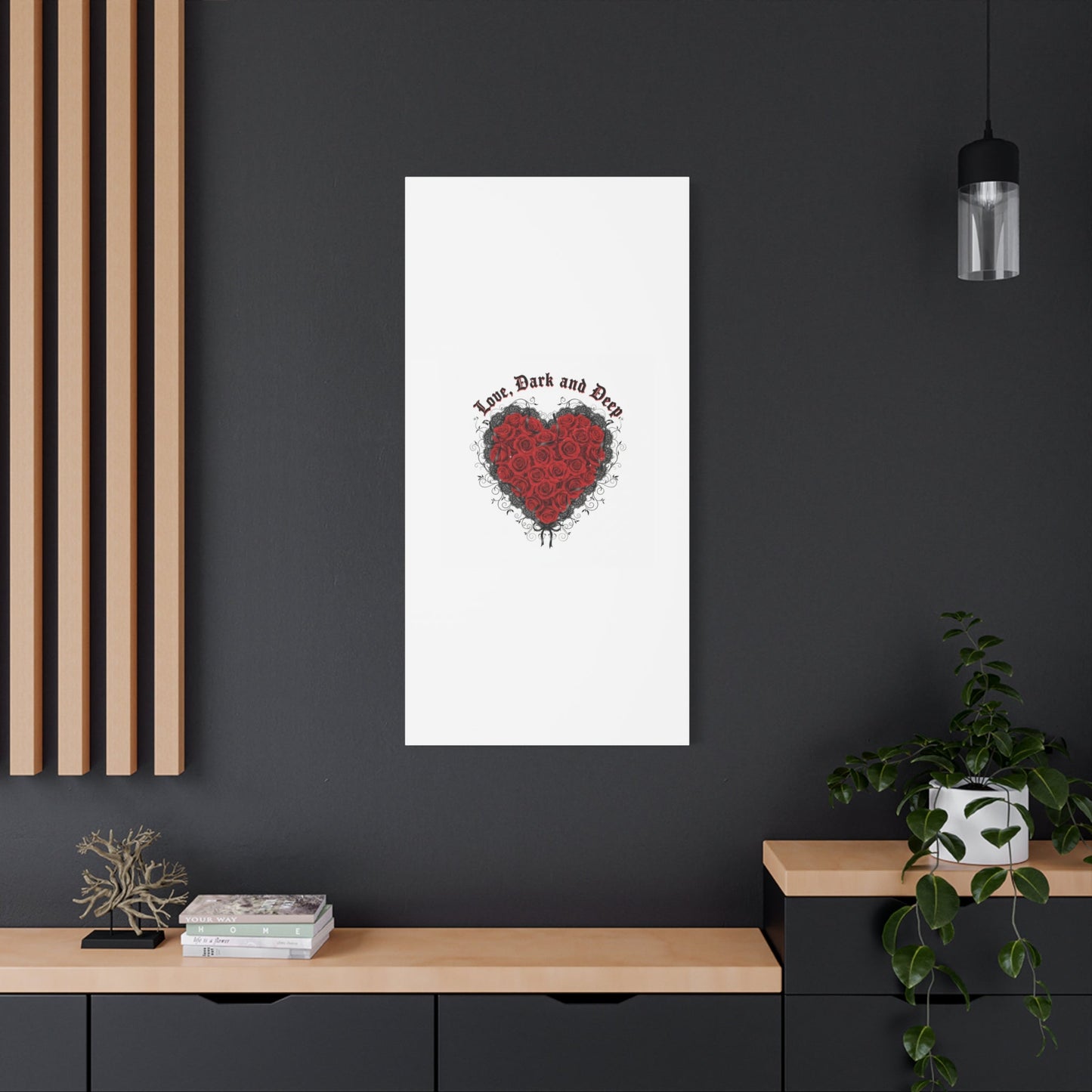 Love Dark and Deep Heart Canvas, Nu Romantic Gothic Romance, 80s Nostalgia