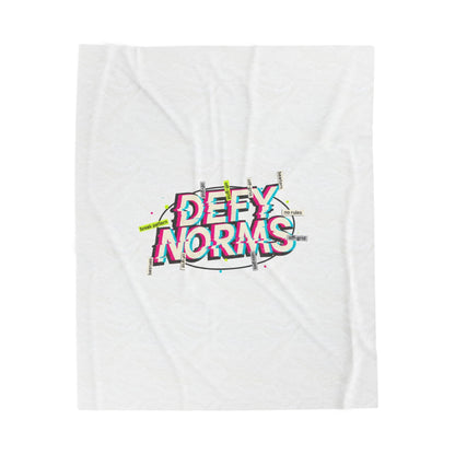 Defy Norms Velveteen Plush Blanket | anti-aesthetic, glitch font