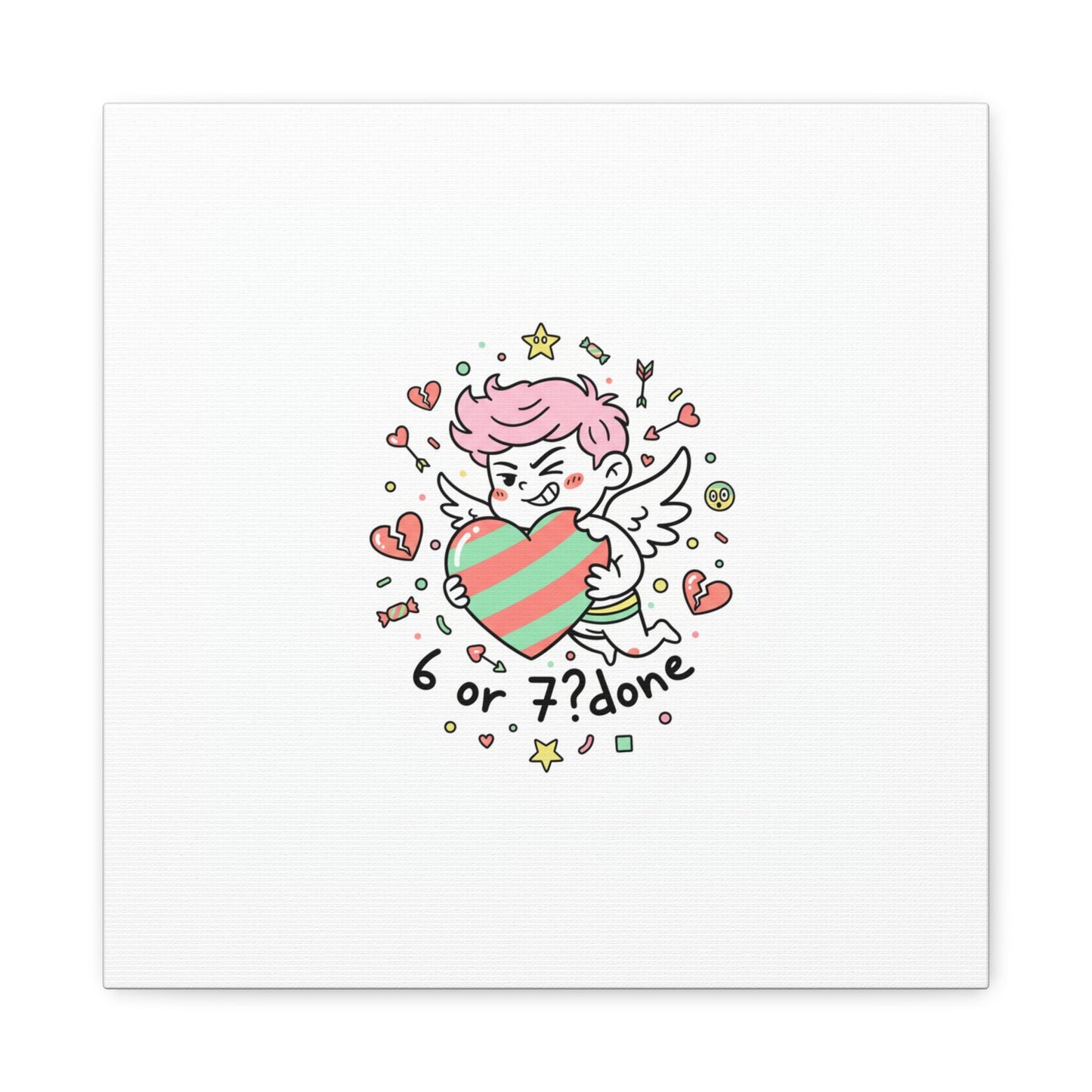 Weird Cupid heart illustration Canvas | Weird Valentine, quirky chaotic love