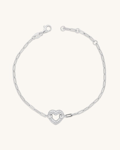 Open Heart Paperclip Bracelet