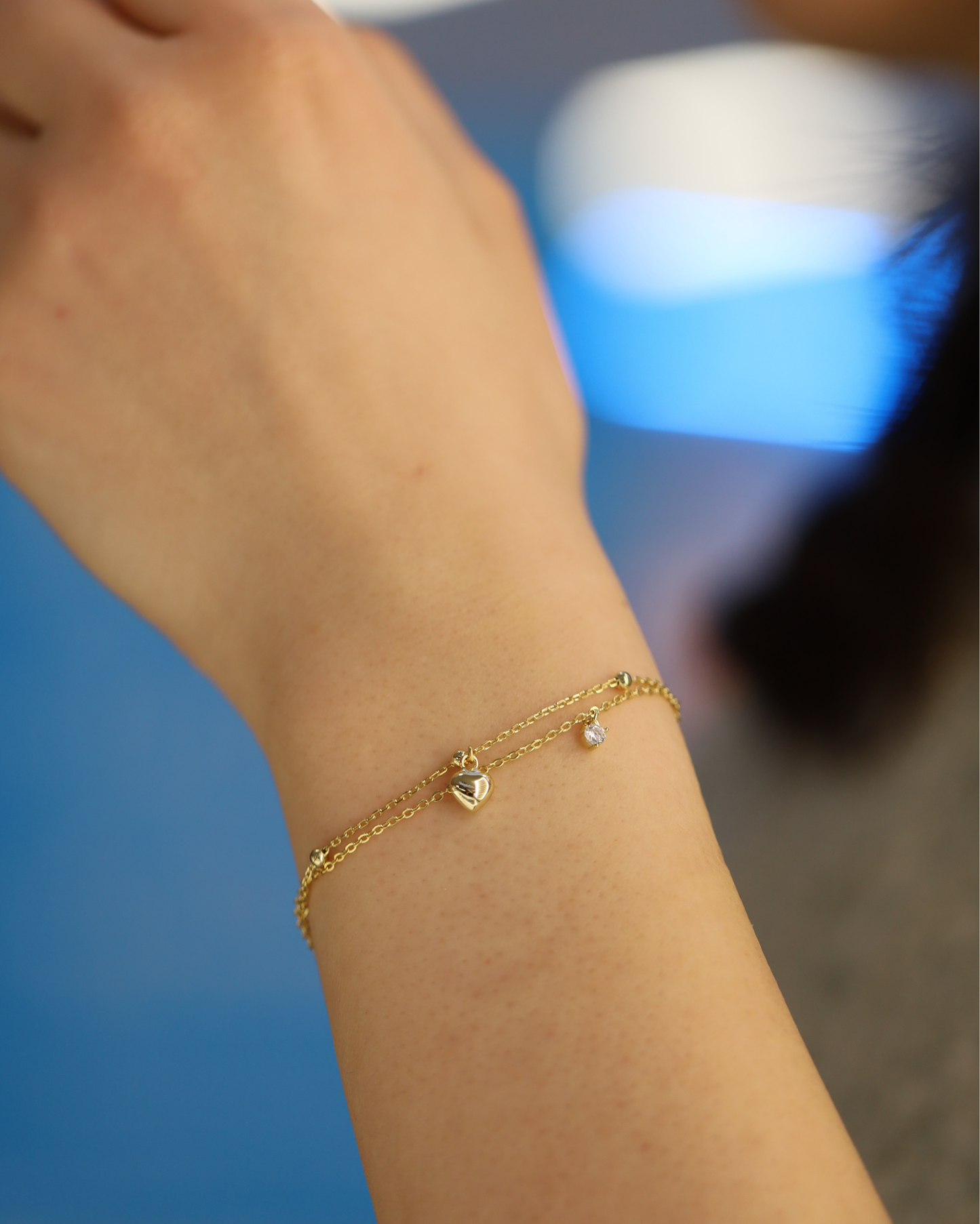 Double Dangling Heart Bracelet