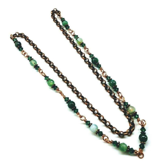 24 Inches Emerald Agate Wire Wrapped Necklace or Triple Wrap Bracelet