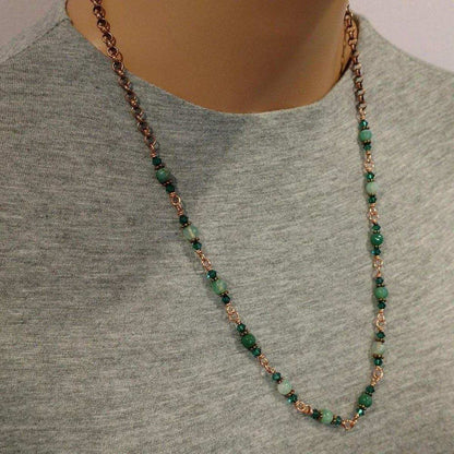 24 Inches Emerald Agate Wire Wrapped Necklace or Triple Wrap Bracelet