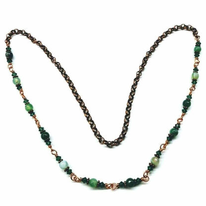 24 Inches Emerald Agate Wire Wrapped Necklace or Triple Wrap Bracelet