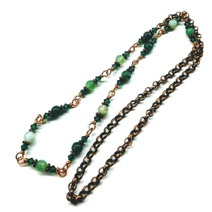 24 Inches Emerald Agate Wire Wrapped Necklace or Triple Wrap Bracelet