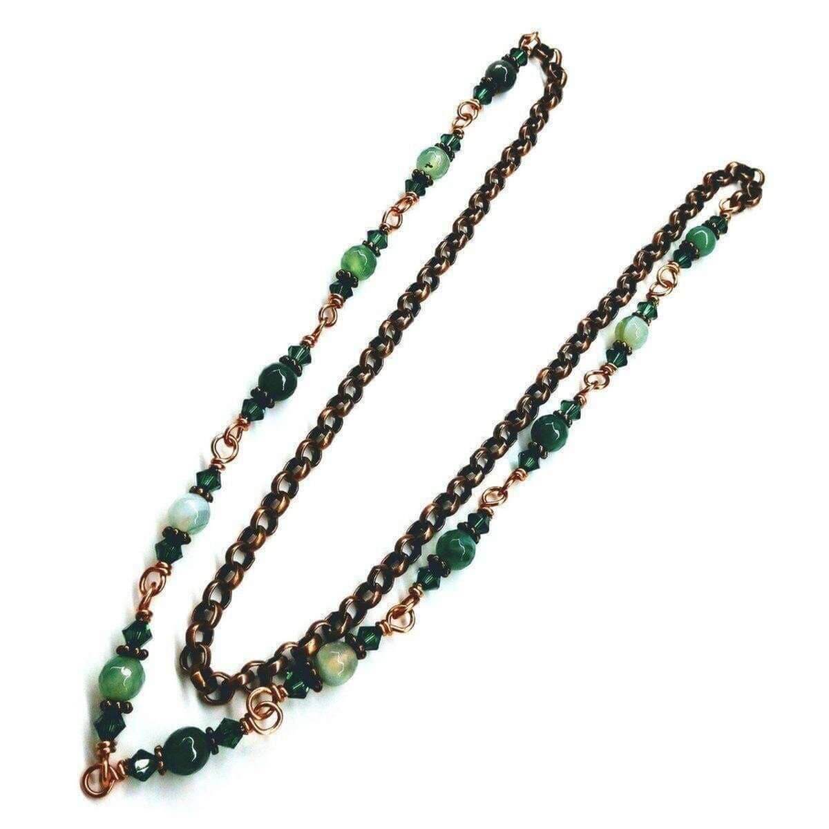 24 Inches Emerald Agate Wire Wrapped Necklace or Triple Wrap Bracelet