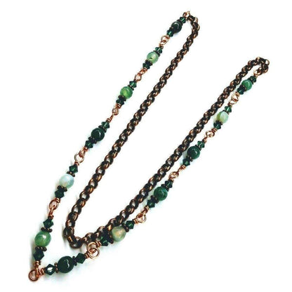 24 Inches Emerald Agate Wire Wrapped Necklace or Triple Wrap Bracelet