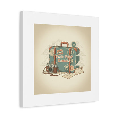Pack Your Dreams Canvas | Retro Travel Postcard, Wanderlust Passport Stamp Art