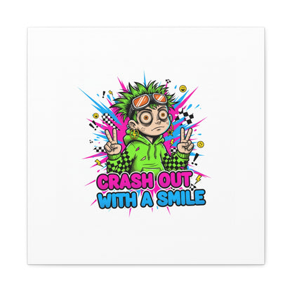 Crash Out With a Smile Canvas Print | Neon Skate Graffiti, Meme Meltdown Art