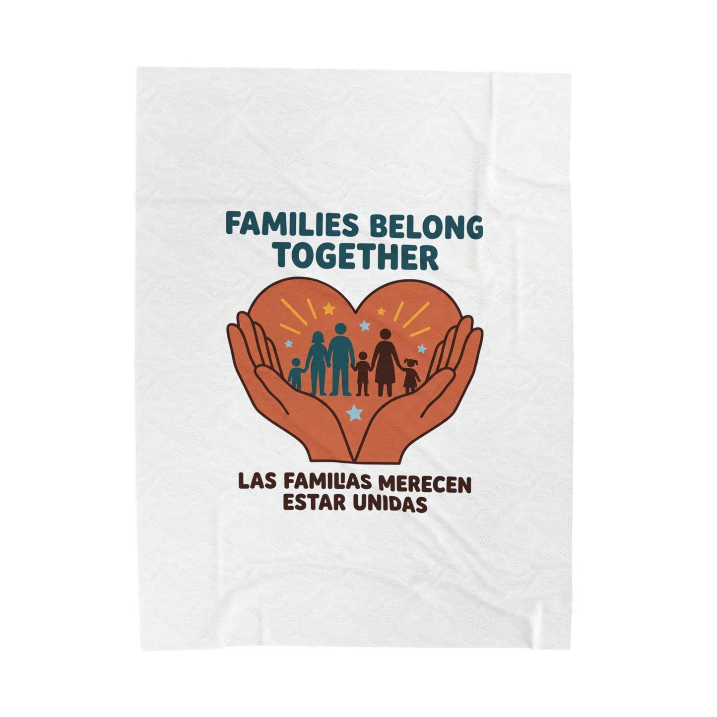 Families Belong Together Velveteen Blanket | family unity, bilingual solidarity