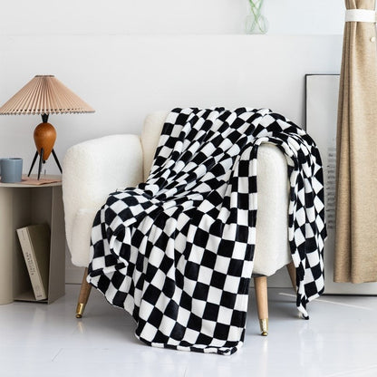 Checkered Flannel Blanket Printed Coral Fleece Thickening Bed Sheet Nap