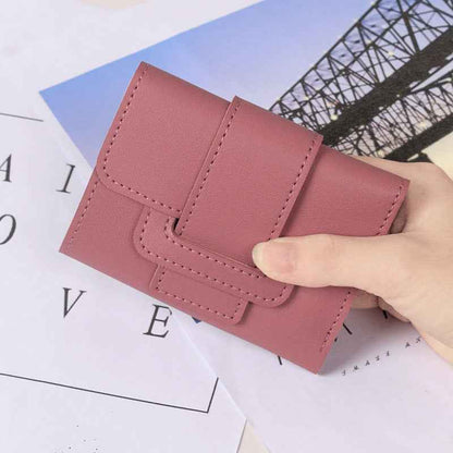 Pure Color Drawstring Tri-fold Ladies Purse Women's Coin Purse Clutch