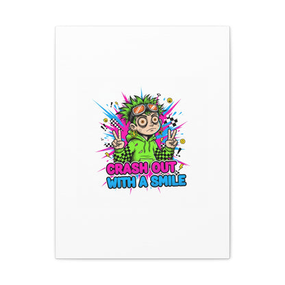 Crash Out With a Smile Canvas Print | Neon Skate Graffiti, Meme Meltdown Art