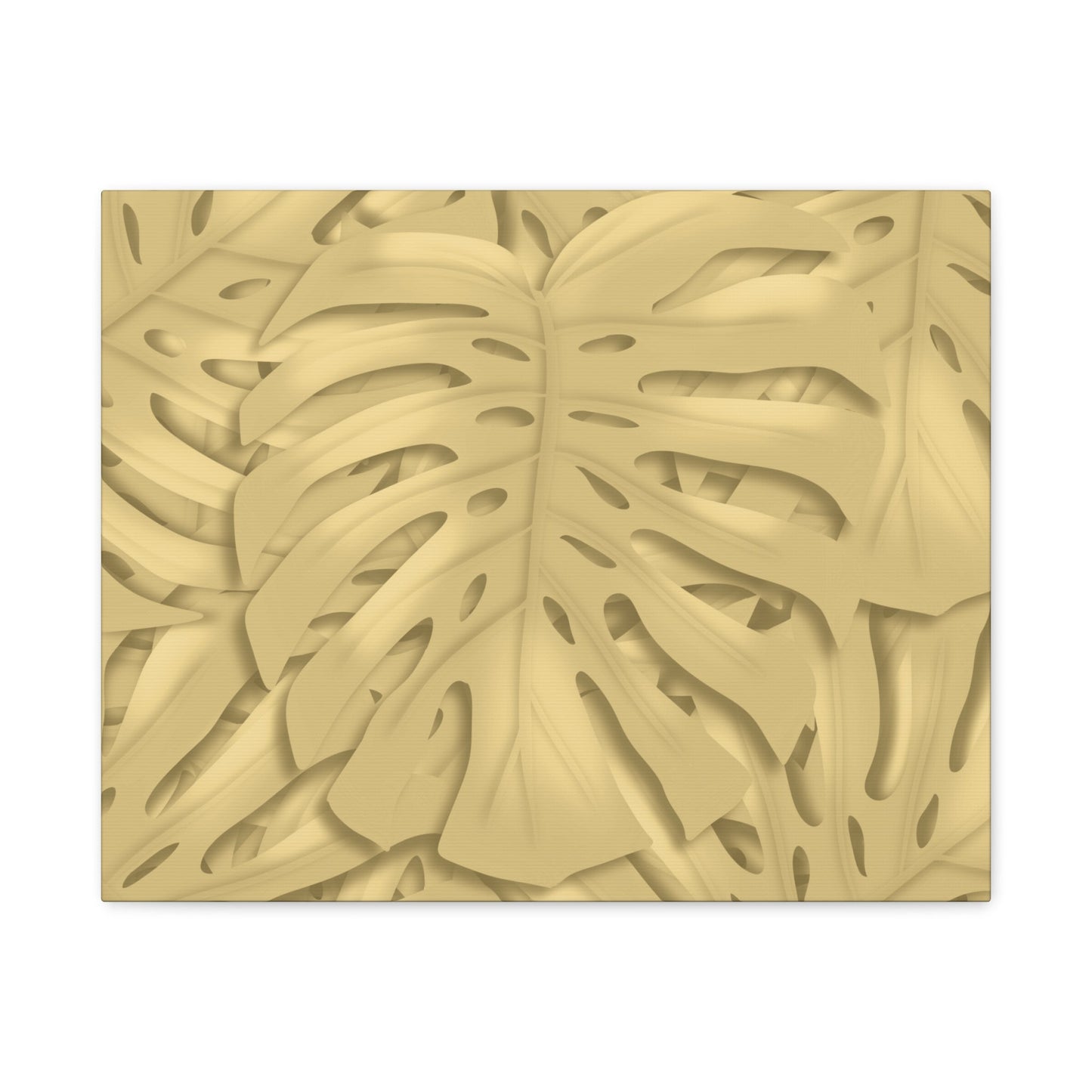 Golden Monstera Canvas Print – Botanical Wall Art