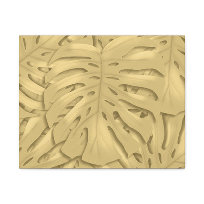 Golden Monstera Canvas Print – Botanical Wall Art