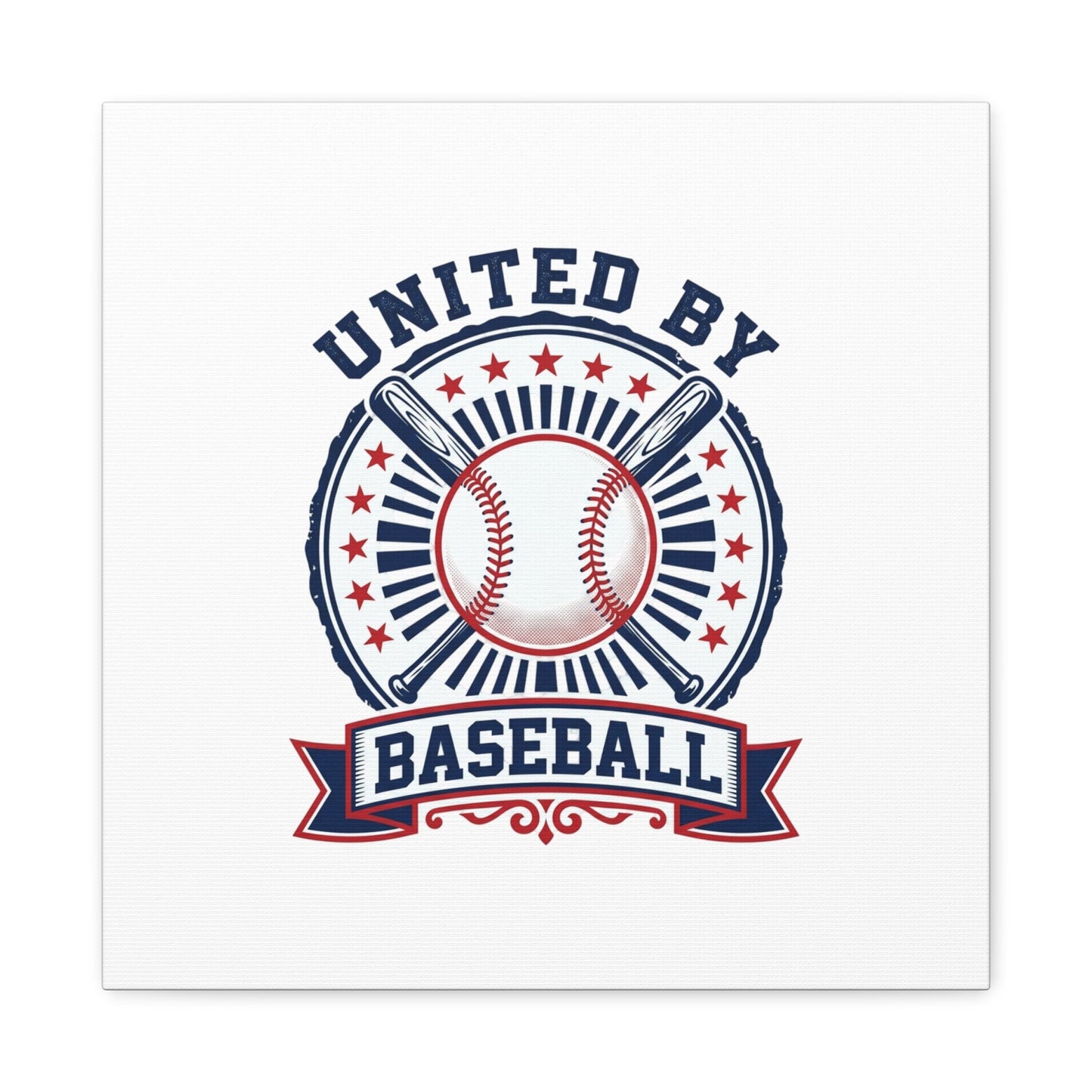 United by Baseball Canvas | Patriotic Baseball Graphic, Red White Blue Wall Art