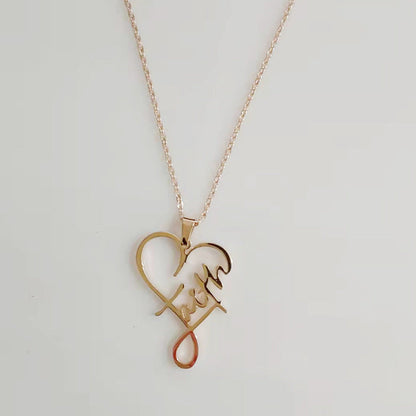 Heart of Faith Pendant Necklace - 925 Sterling Silver Religious Jewelry