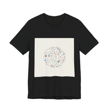 Botanical Doodle Circle Tee | hand drawn line drawing, sketch pattern