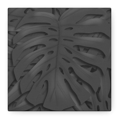 Charcoal Monstera Canvas Print – Botanical Wall Art