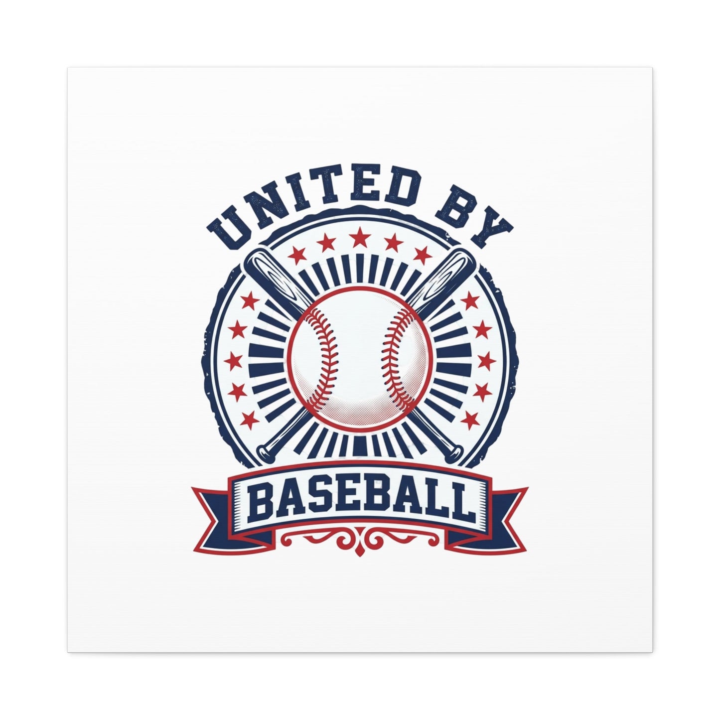 United by Baseball Canvas | Patriotic Baseball Graphic, Red White Blue Wall Art