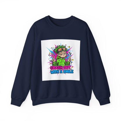 Crash Out With a Smile Sweatshirt | neon graffiti, meltdown streetwear