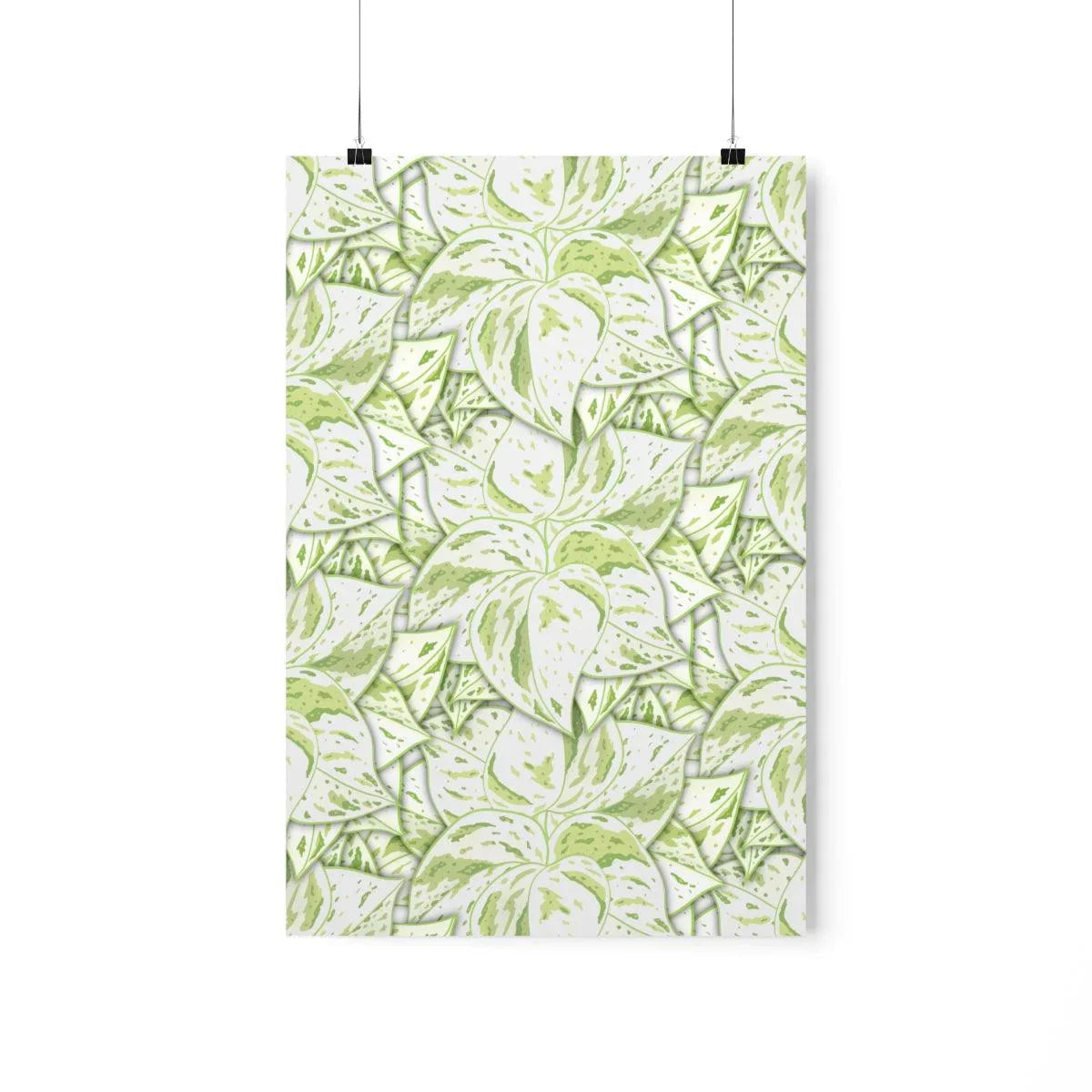 Snow Queen Pothos Pattern Botanical Print – Unframed Wall Art