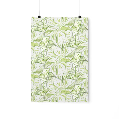 Snow Queen Pothos Pattern Botanical Print – Unframed Wall Art