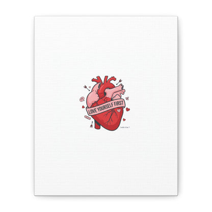Love Yourself First Canvas, Hearts-with-a-Twist, Anti-Valentine Art