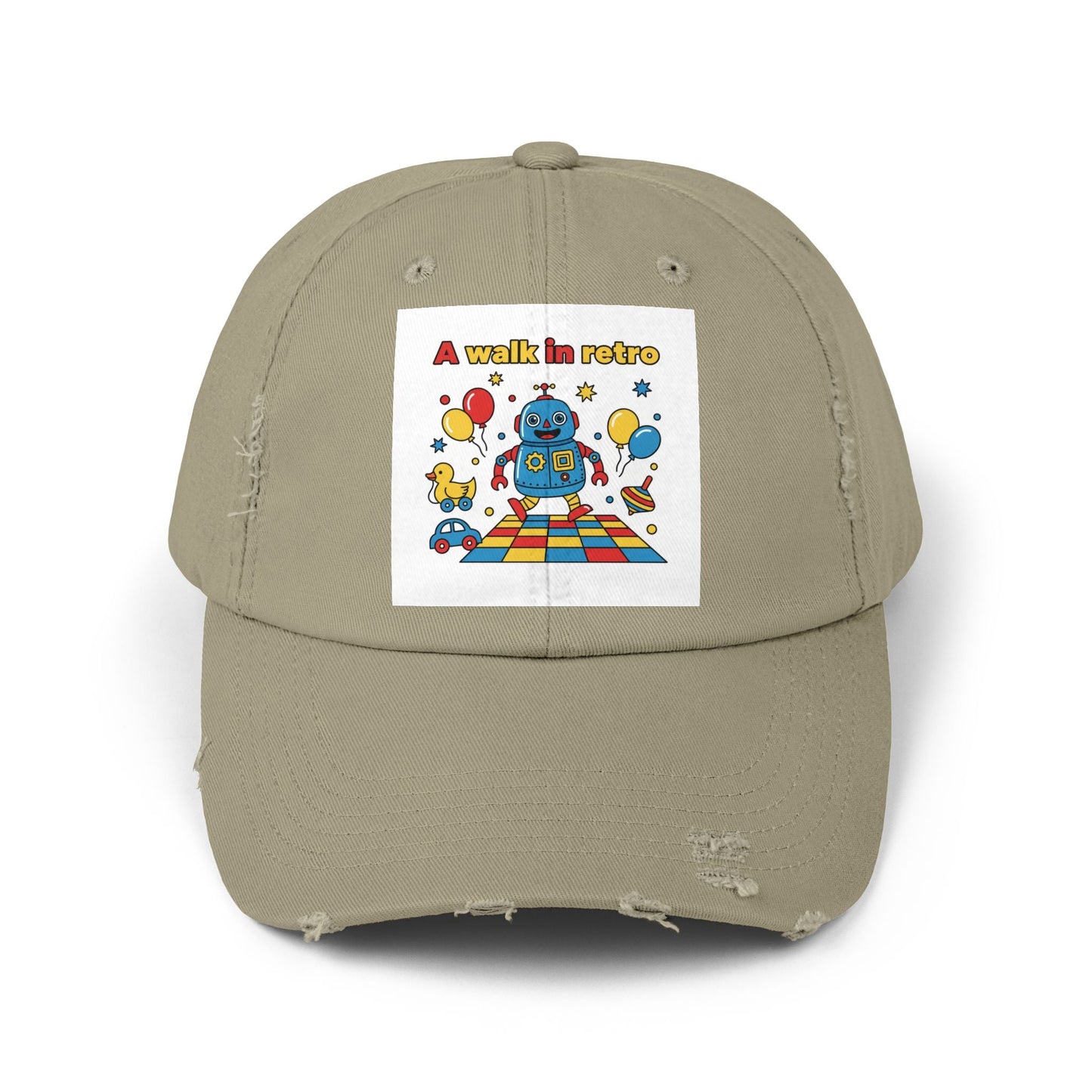 Retro Robot Baseball Cap - "A Walk in Retro" Distressed Patch Hat