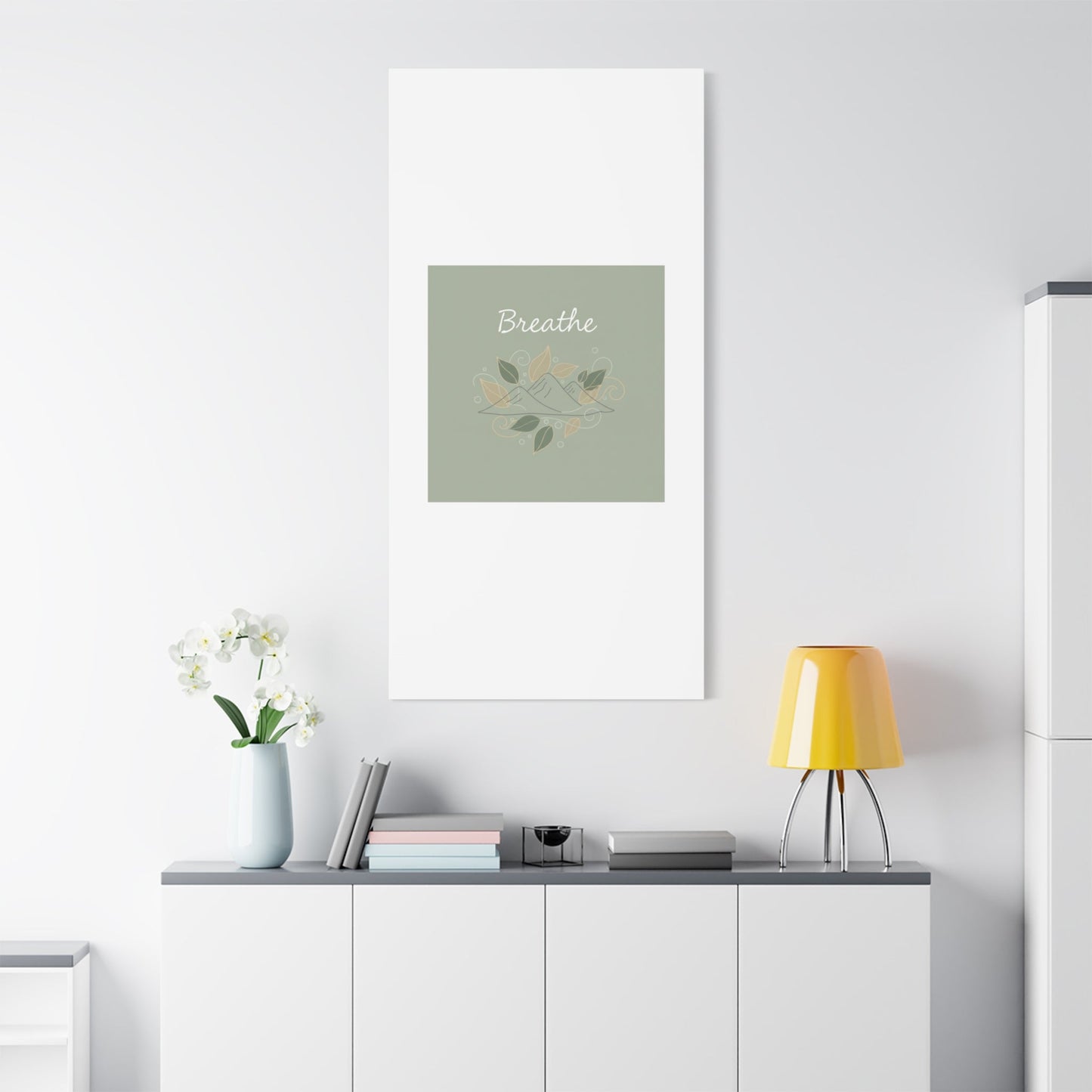 Breathe Mountain Line Canvas | Nature Symbols, Minimal Forest Wall Art
