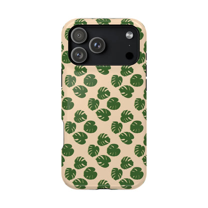 Monstera Pattern Phone Case – Dual Layer Protective Cover