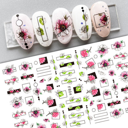 New Flower Nail Art Decal Plain Hand Painted