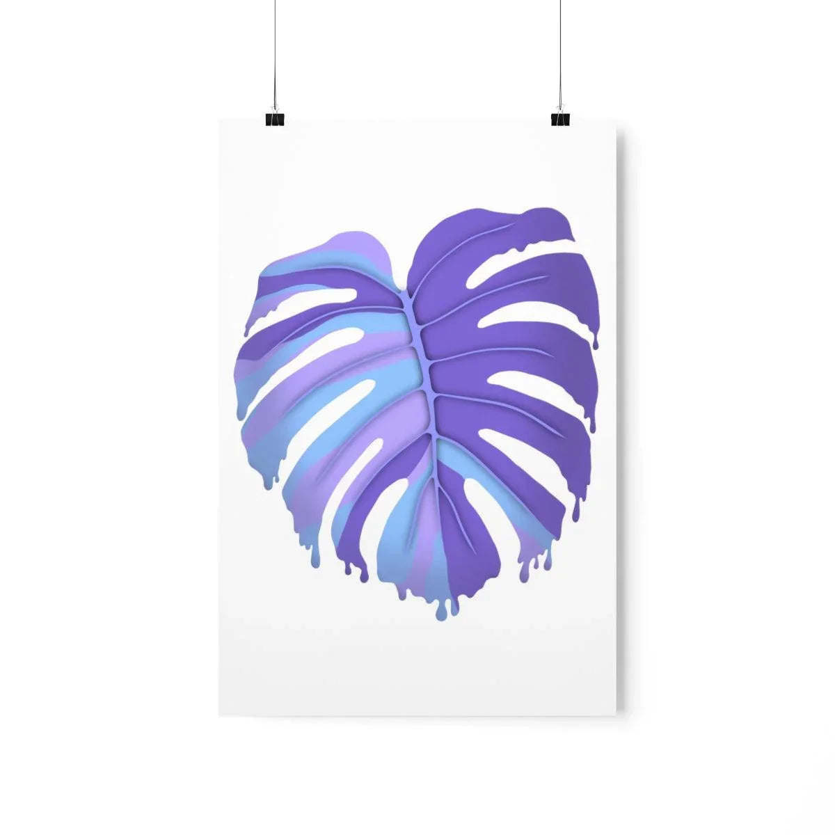 Purple Melting Monstera Botanical Print – Unframed Wall Art