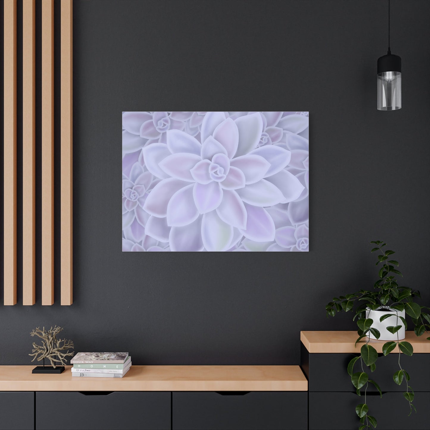 Graptopetalum Murasaki Succulent Pattern Canvas Print – Botanical Wall Art