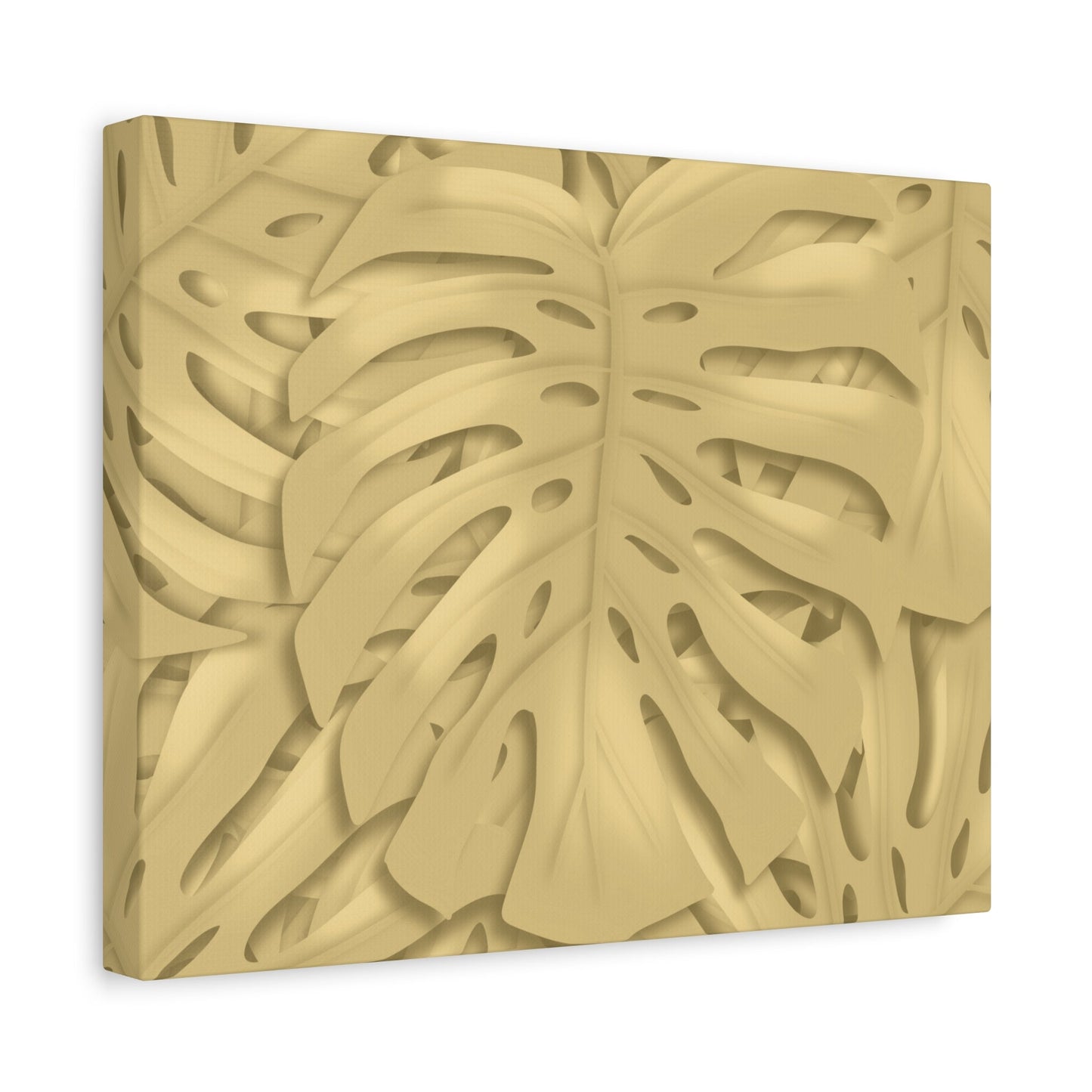 Golden Monstera Canvas Print – Botanical Wall Art