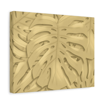 Golden Monstera Canvas Print – Botanical Wall Art