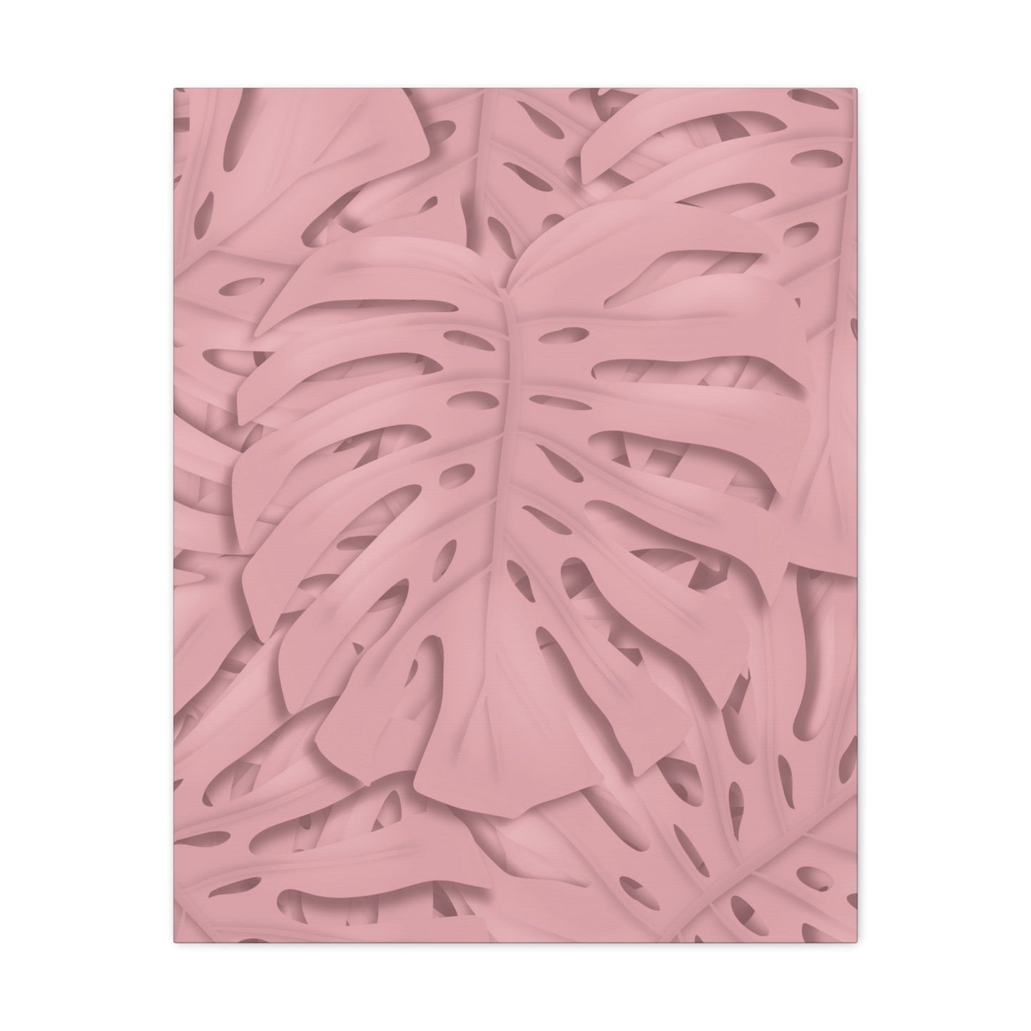 Soft Pink Monstera Canvas Print – Botanical Wall Art