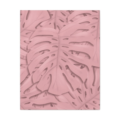 Soft Pink Monstera Canvas Print – Botanical Wall Art