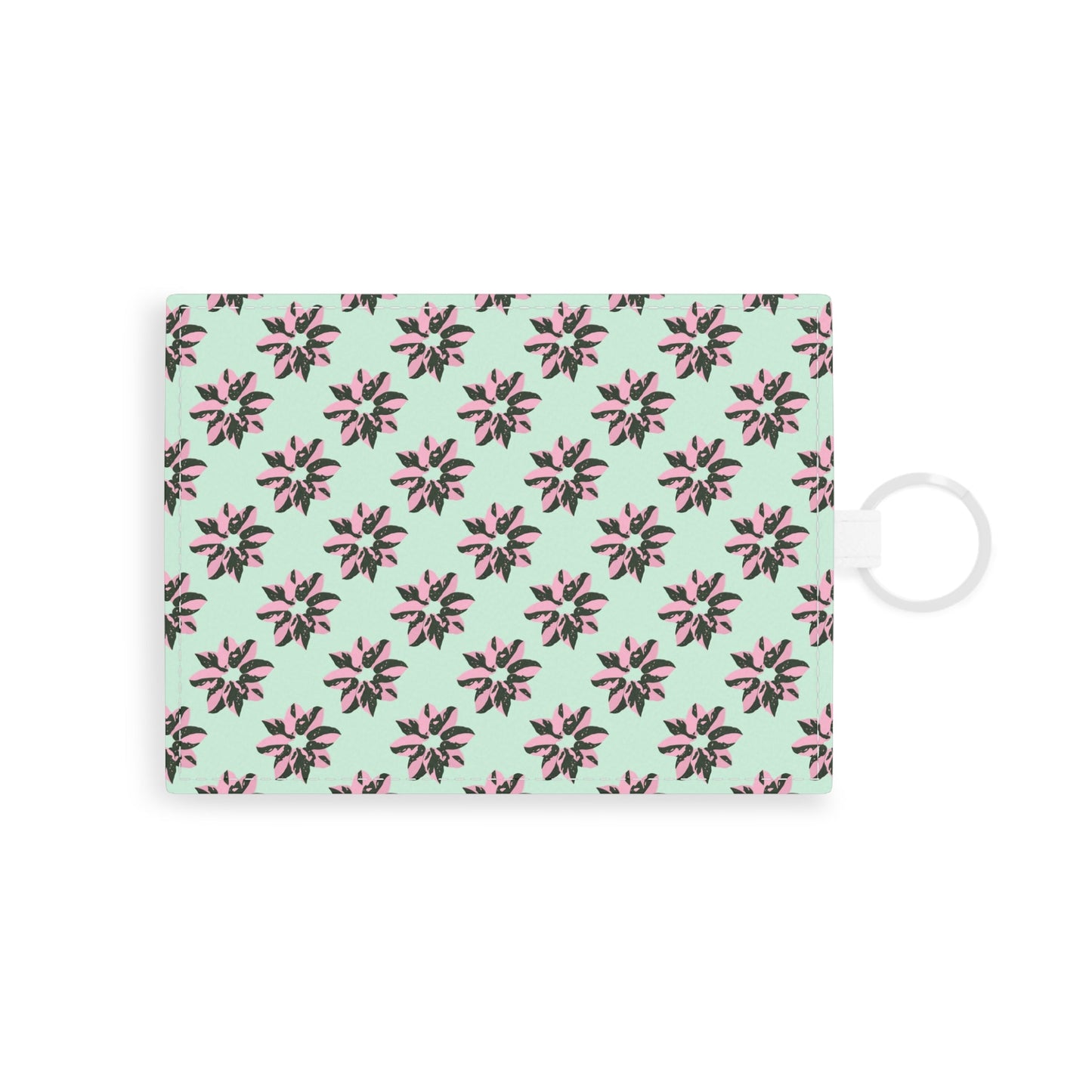 Pink Princess Philodendron Pattern Card Holder – Vegan Leather Slim Wallet