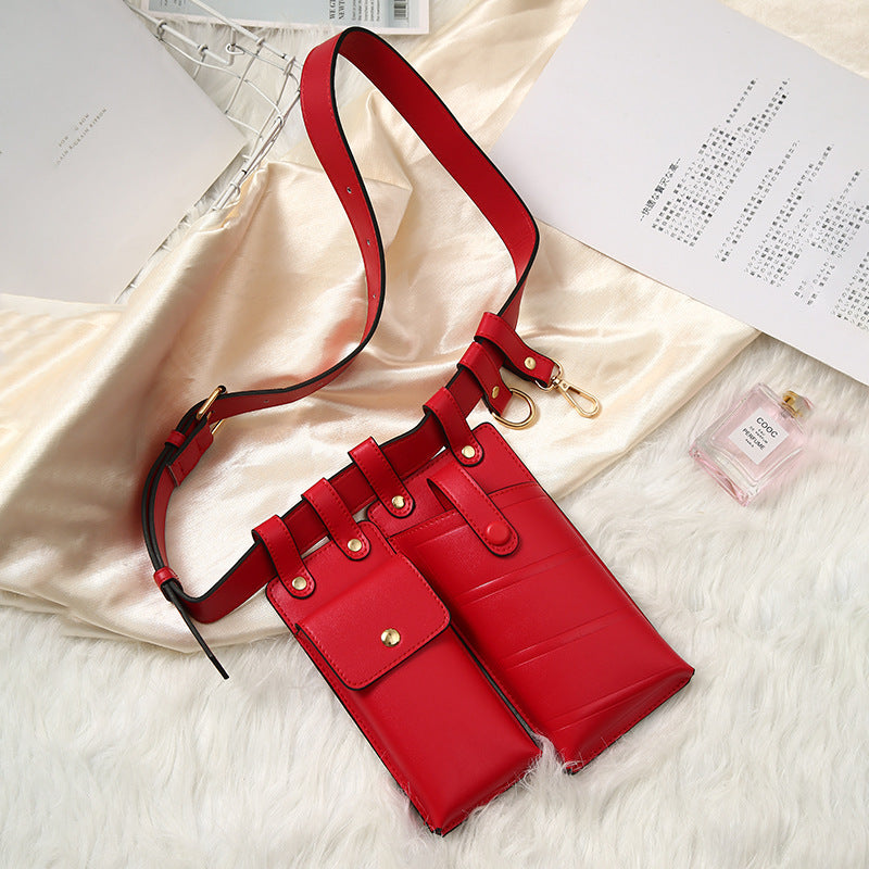 Locomotive Style PU Leather Waist Bag - European Design Versatile Crossbody Hip Purse