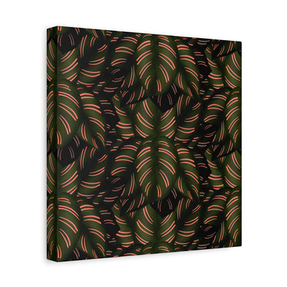 Calathea Pinstripe Pattern Canvas Print – Botanical Wall Art