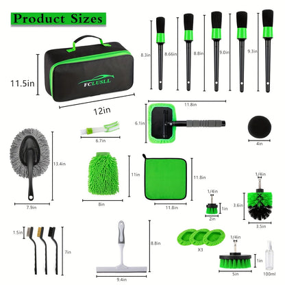 Car Full Interior & Exterior Cleaning Detailing Kit w/ Vacuum, Windshield Cleaner, Drill Brush Kit & More