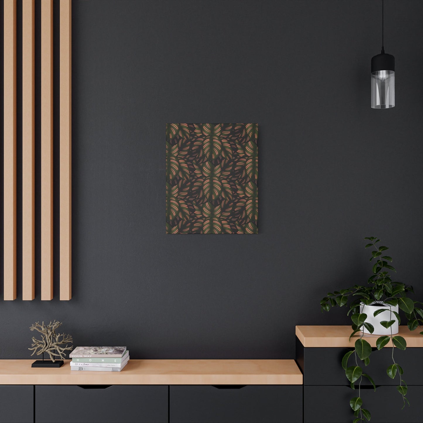 Calathea Pinstripe Pattern Canvas Print – Botanical Wall Art