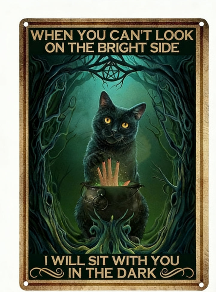 Retro Cat-themed Tin Art Deco Painting