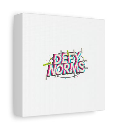 Defy Norms Canvas, Anti-Aesthetic Glitch Typography, Brutalist Poster Style