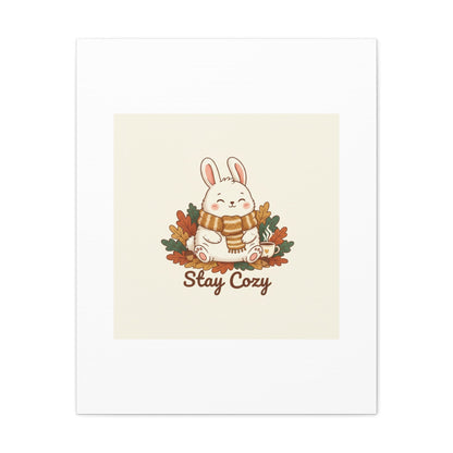 Cozy Bunny Illustration Canvas | Cute Critter Winter Forest Art