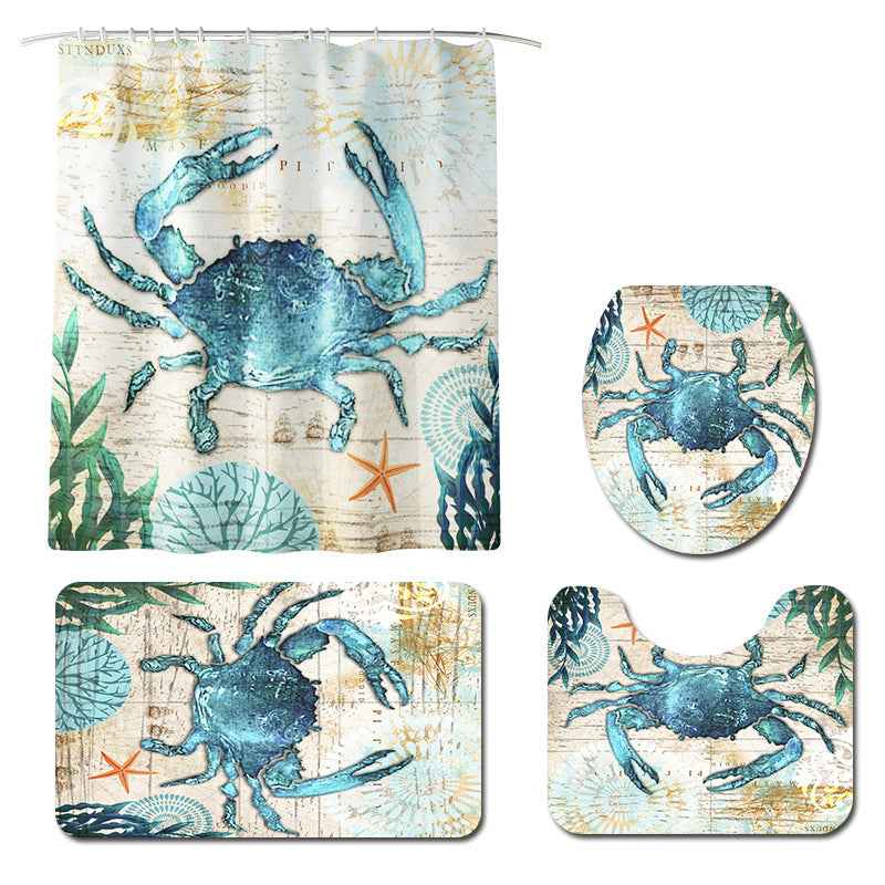 Shower curtain toilet cushion set