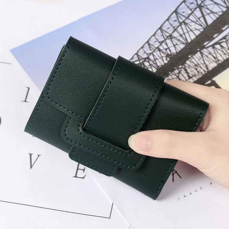Pure Color Drawstring Tri-fold Ladies Purse Women's Coin Purse Clutch