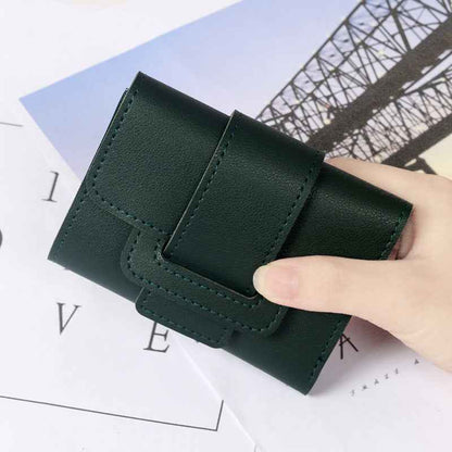 Pure Color Drawstring Tri-fold Ladies Purse Women's Coin Purse Clutch